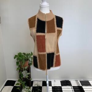 Leather patchwork vest
